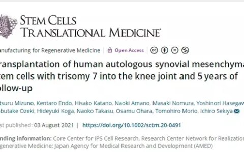 5年随访证实：干细胞治疗慢性膝关节疼痛安全有效